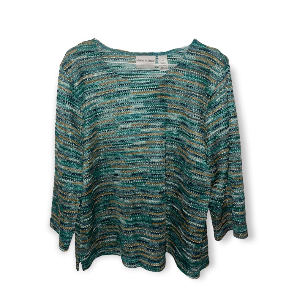 Alfred Dunner Gorgeous Teals Lightweight Sweater PXL EUC
